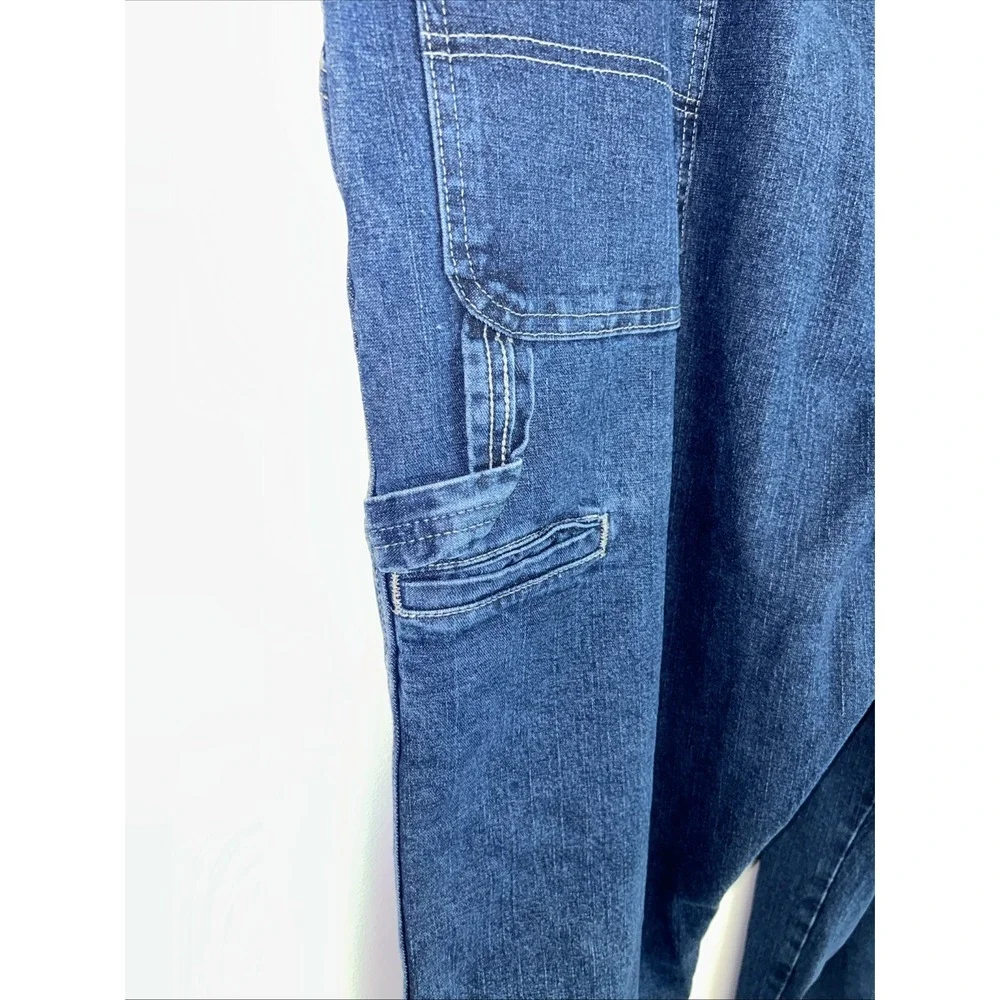 Wrangler Men's Jeans 44X 30 Relaxed Fit Dark Blue Denim Side Painter‎ Pockets